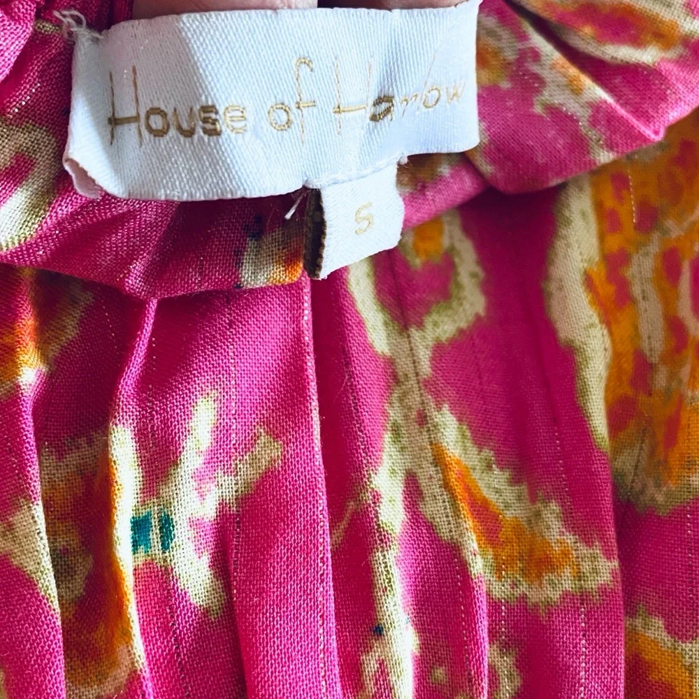 HOUSE OF HARLOW 1960 Dress Pink Floral Mini Balloon Sleeves Small Boho Chic - Picture 11 of 14